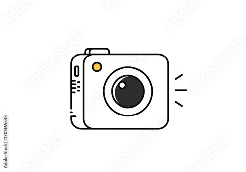 Simple digital camera icon captures instant memories with flashing light