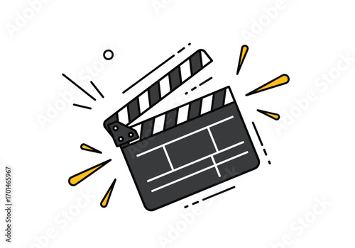 Capturing cinematic moments on set with a classic film clapperboard production scene