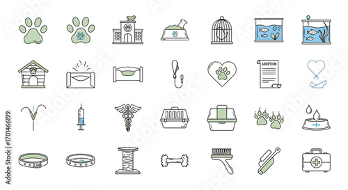 Pet Care Icons Veterinary, Accessories, and Supplies