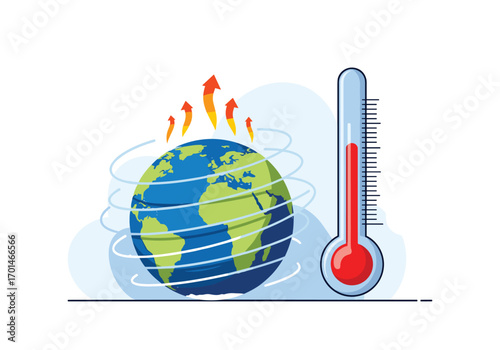 Global warming and rising temperatures affecting planet earth and its climate