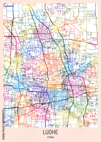 Wallpaper Mural Luohe China City Map. city background, abstract city printable, city travel, city banner, modern city, city background, abstract watercolor, abstract paint, urban background Torontodigital.ca