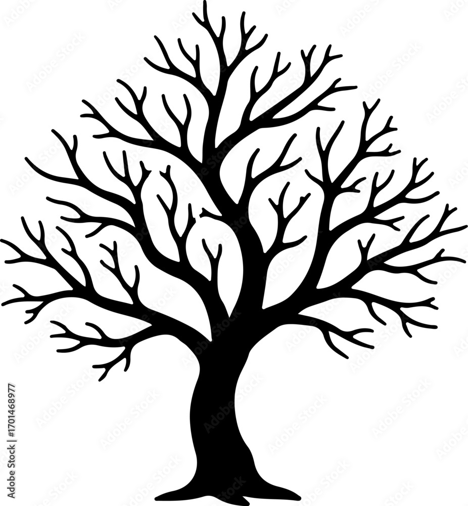 Obraz premium Bare Tree Silhouette Vector Illustration