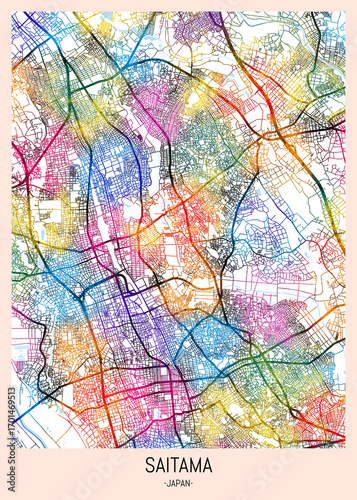 Wallpaper Mural Saitama Japan City Map. city background, abstract city printable, city travel, city banner, modern city, city background, abstract watercolor, abstract paint, urban background Torontodigital.ca