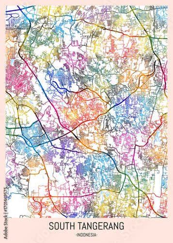 Wallpaper Mural South Tangerang Indonesia City Map. city background, abstract city printable, city travel, city banner, modern city, city background, abstract watercolor, abstract paint, urban background Torontodigital.ca