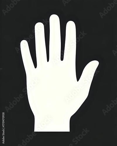 illustration vectorielle d'une paume de main humaine blanche et de ses cinq doigts devant un fond noir