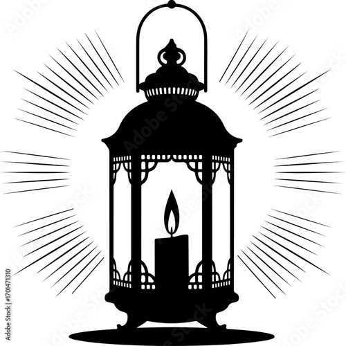 candle lantern with light rays vector illustration