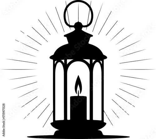 candle lantern with light rays vector illustration