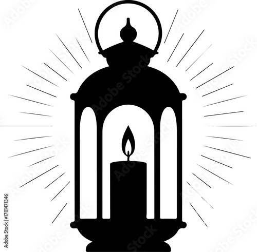 candle lantern with light rays vector illustration