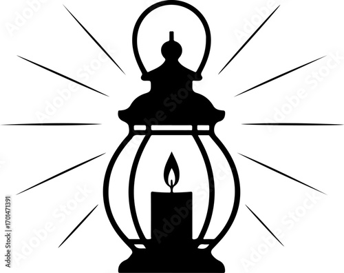 candle lantern with light rays vector illustration