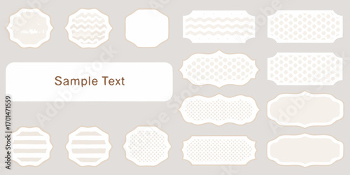 Collection of decorative vintage style frames and labels with sample text area