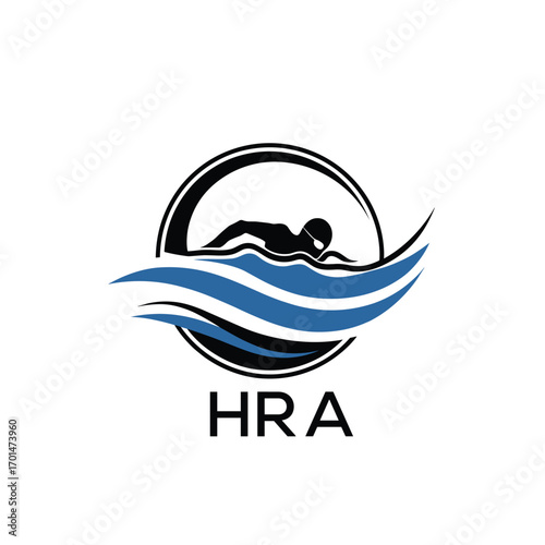 HRA Swimming  Company logo. HRA Water Sports logo design for entrepreneur and business. HTK Training Branding best icon.
