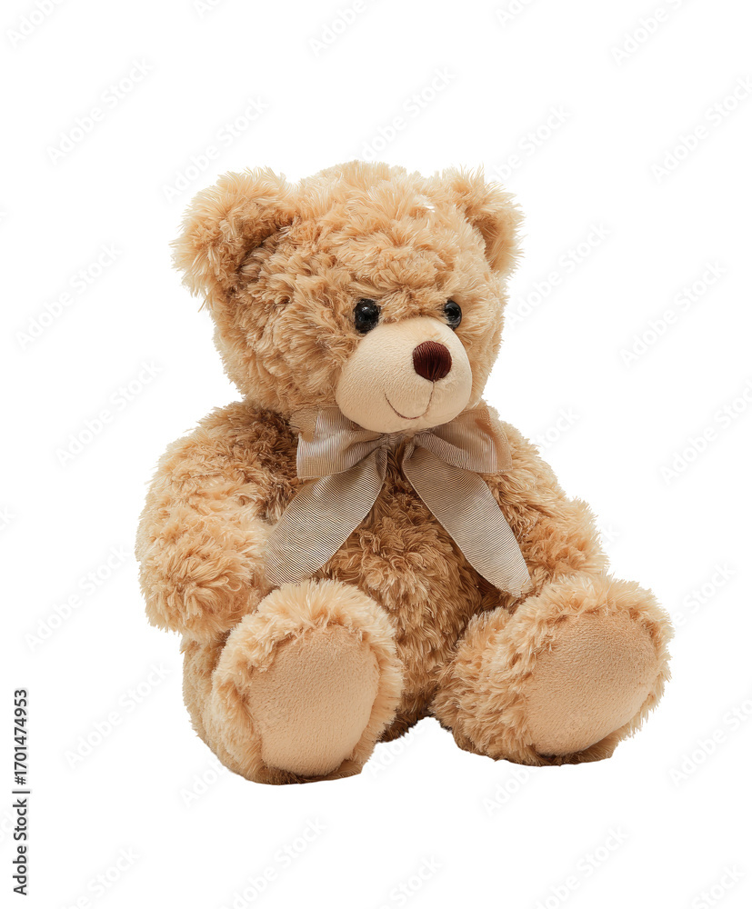 Obraz premium Beige teddy bear sitting, soft plush