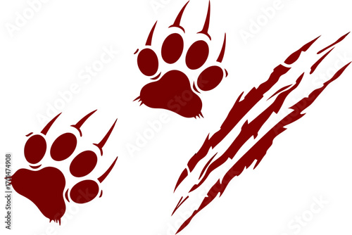 Blood gore claw marks red icons set with scratches, cuts, wounds, and bleeding elements