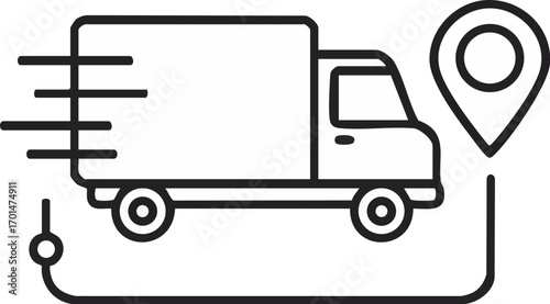 Simple Delivery Truck with Location Pin Icon
