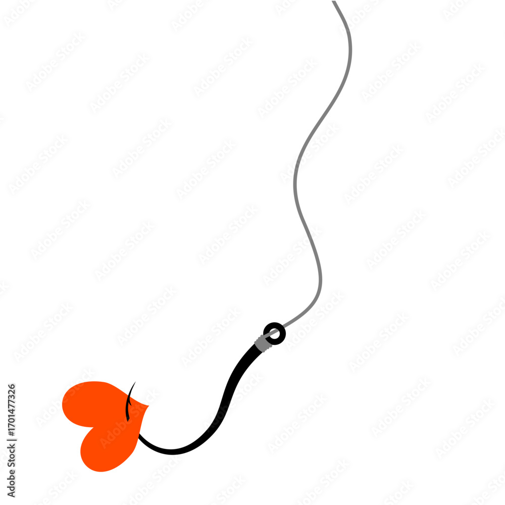 Obraz premium Heart On Hook With Fishing Line