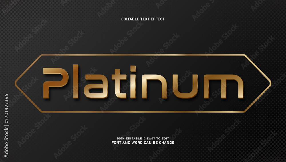 Fototapeta premium Platinum text effect with editable gold text style