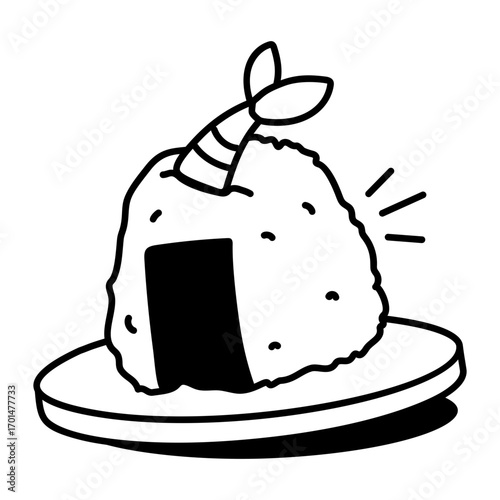A drawing style icon showing onigiri