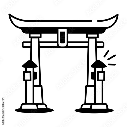 A doodle style icon depicting torii gate
