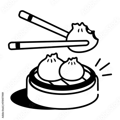 A drawing style icon showing dumplings
