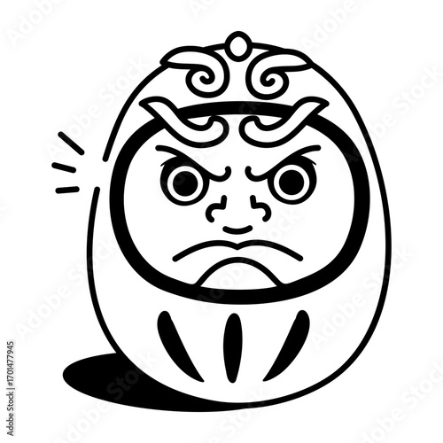 A doodle style icon depicting daruma doll
