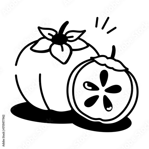 A hand drawn style icon representing persimmon
