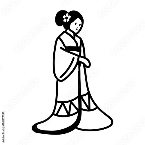 A doodle style icon showing geisha
