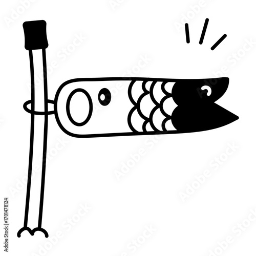 A hand drawn style icon representing koinobori
