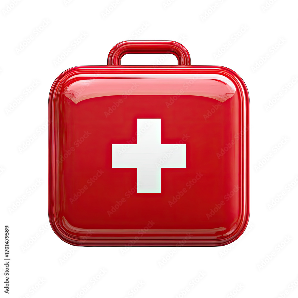 Obraz premium Red first-aid kit with white cross