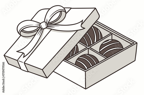 Chocolate bonbon gift box with ribbon bow