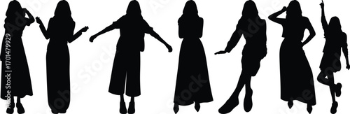 Illustration of a female character in black silhouette style.