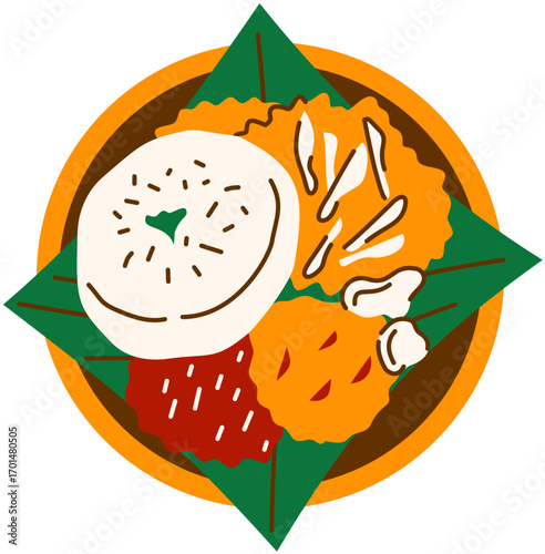 Illustration of Indonesia Traditional Food Nasi Krawu