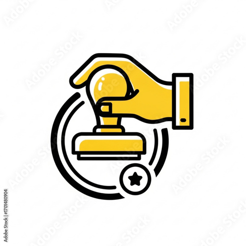 Vector art of hand holding a rubber stamp with a star symbol