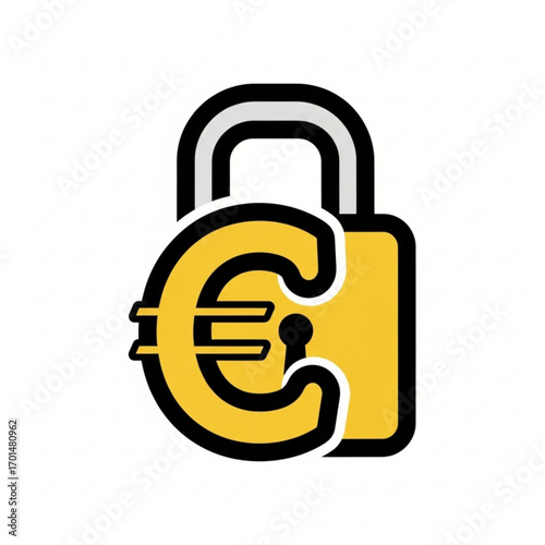 Vector art of euro currency symbol on a padlock