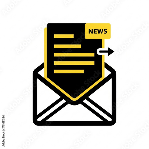 Vector art of email newsletter icon with news notification and arrow