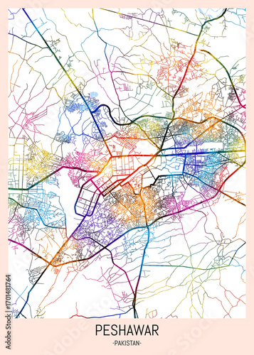 Wallpaper Mural Peshawar Pakistan City Map. city background, abstract city printable, city travel, city banner, modern city, city background, abstract watercolor, abstract paint, urban background Torontodigital.ca