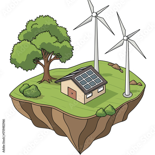 wind turbine and solar panels