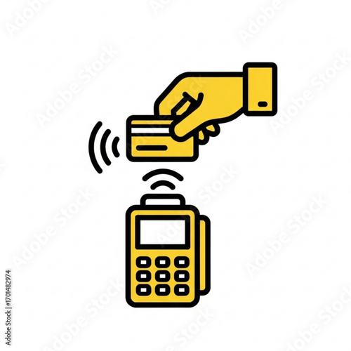 Vector art of contactless payment with credit card and terminal