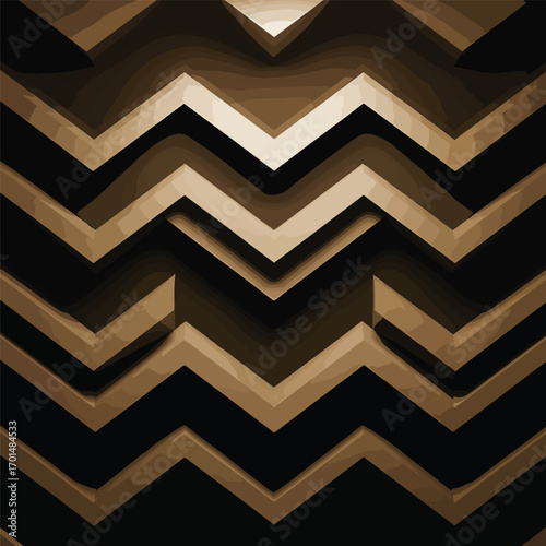 Abstract zigzag pattern with brown and black hues creates a modern design, seamless pattern, Stock royalty image.