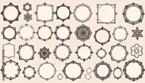 A collection of ornate decorative frames in various shapes and styles, perfect for design projects.