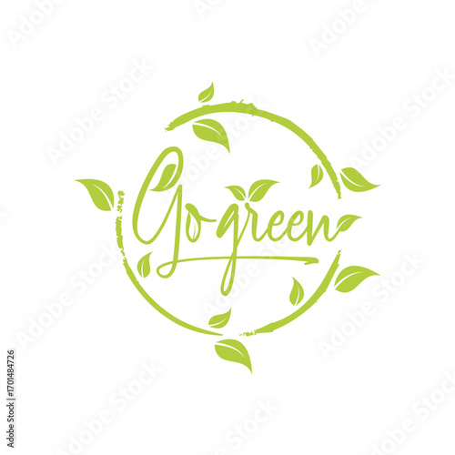 Modern Go Green Environment Label Logo Illustration In Isolated White Background