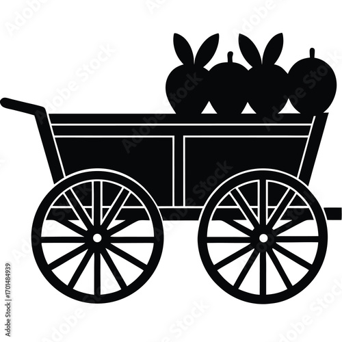 harvest wagon vector silhouette design