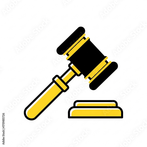 Vector art of a black and yellow gavel