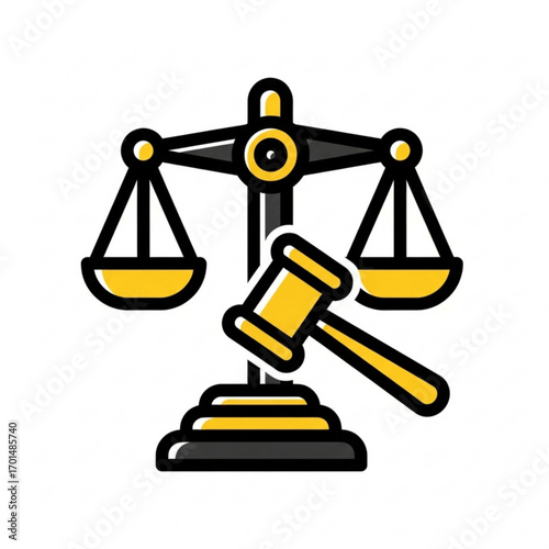 Vector art of scales of justice and gavel