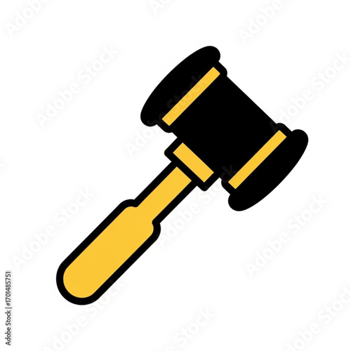 Vector art of black and yellow gavel