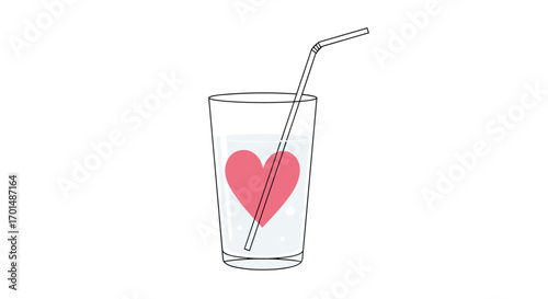 A refreshing glass of love a delightful beverage with a heartfelt touch and a drinking straw
