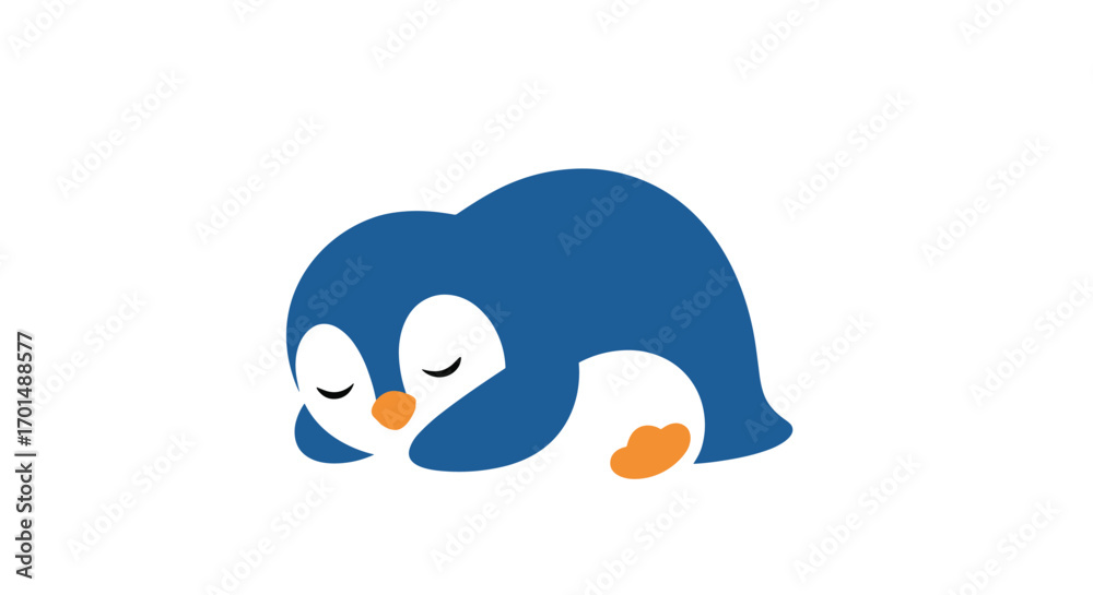 Obraz premium Adorable sleeping penguin illustration for your cute animal collection designs projects and more