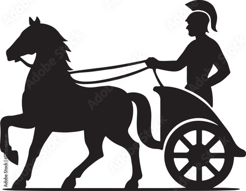 Chariot silhouette vector illustration, ideal for ancient transport, historic vehicle, battle, and culture design.