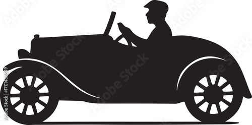 Classic convertible silhouette vector illustration, perfect for vintage car, retro vehicle, travel and design.