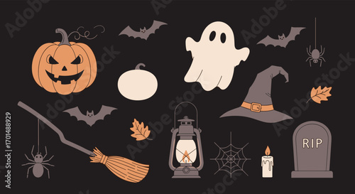 Spooky halloween icons for your festive decorations and spooky party invitations