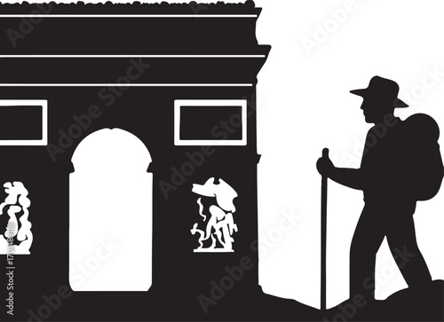 Arc de Triomphe silhouette vector illustration, perfect for landmark, architecture, Paris, travel and historic design.